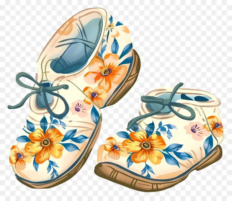 Botines De Bebe，Zapatos Florales PNG