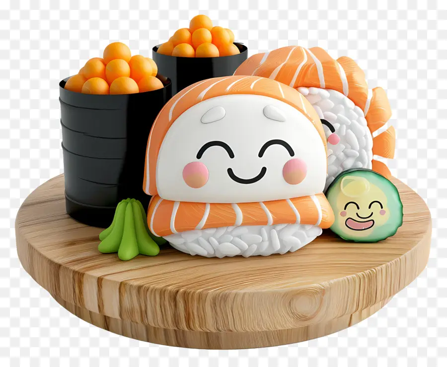 Comida De Dibujos Animados 3d，Rollo De Sushi PNG