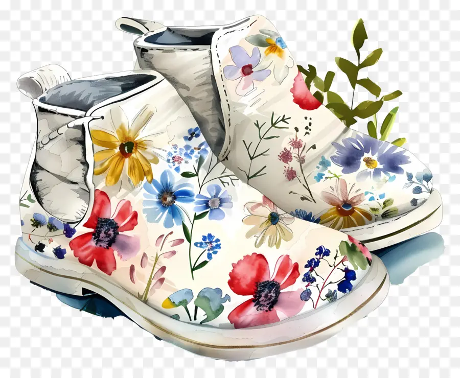 Botines De Bebé，Botas Florales PNG