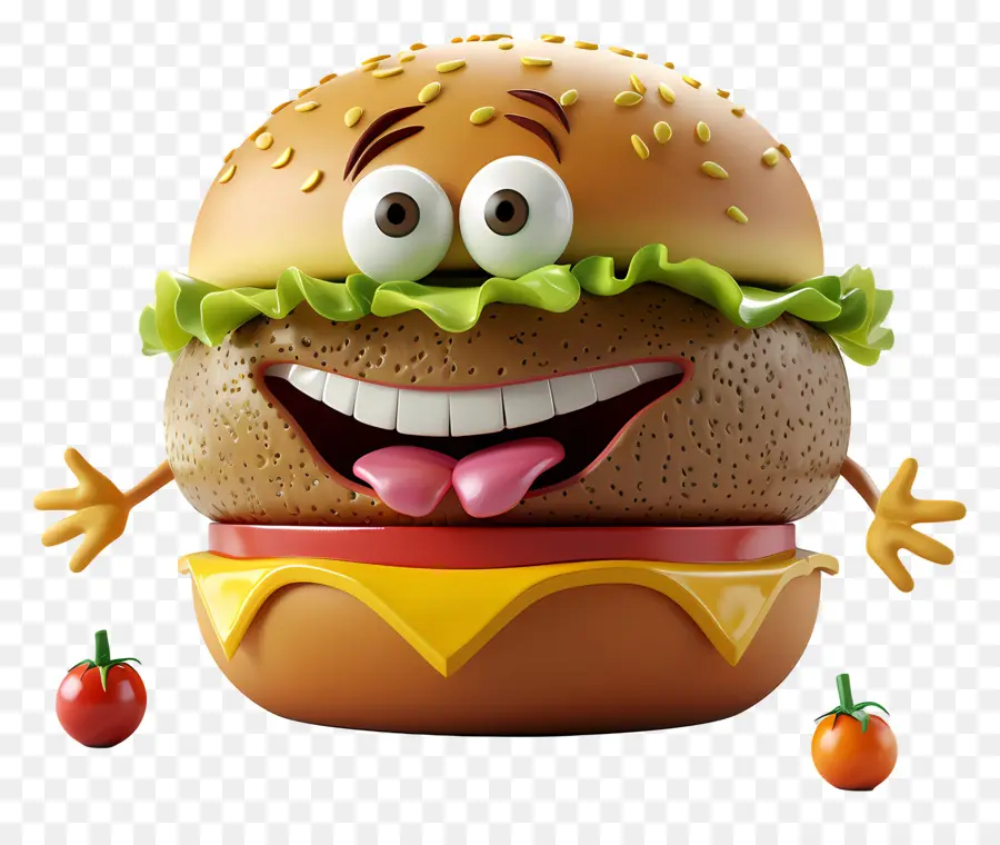 Comida De Dibujos Animados 3d，Hamburguesa Linda PNG