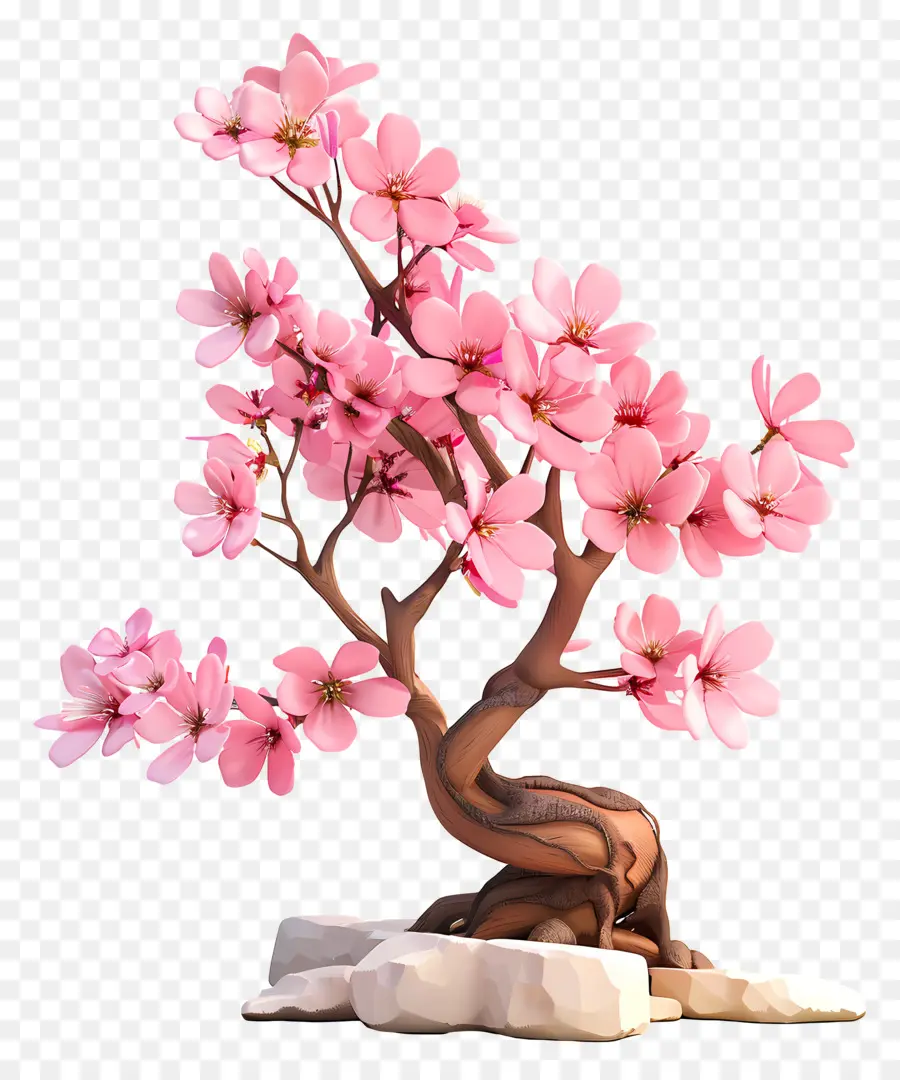 Sakura，árbol De Bonsai Rosa PNG