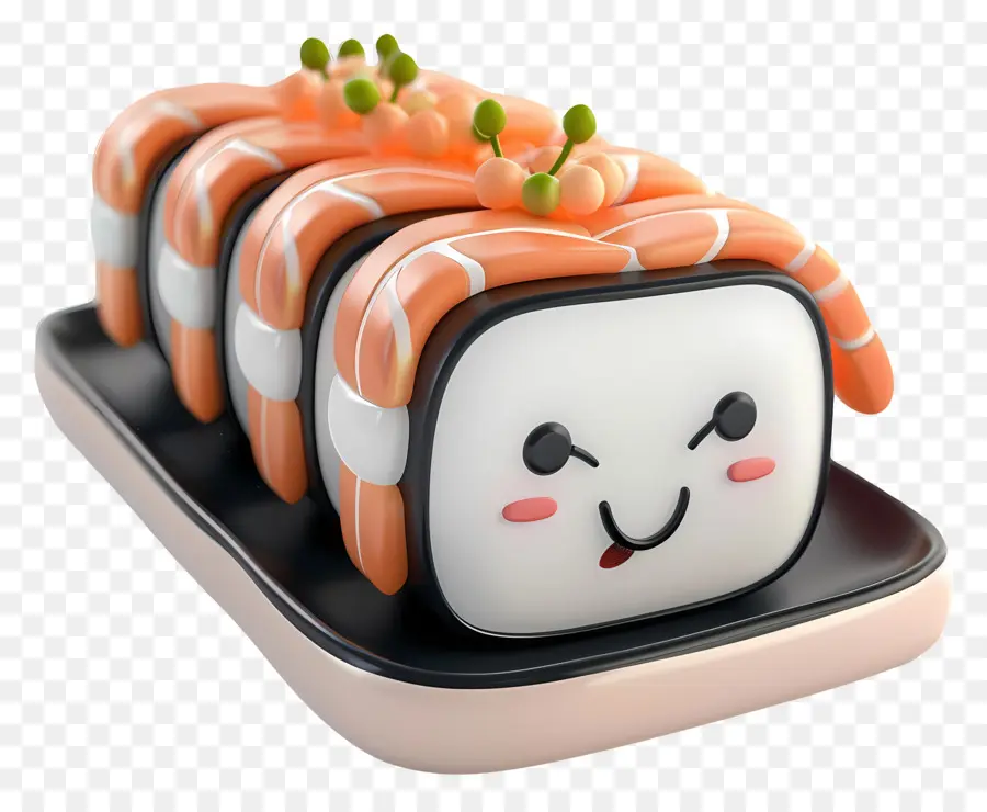 Comida De Dibujos Animados 3d，Rollo De Sushi PNG