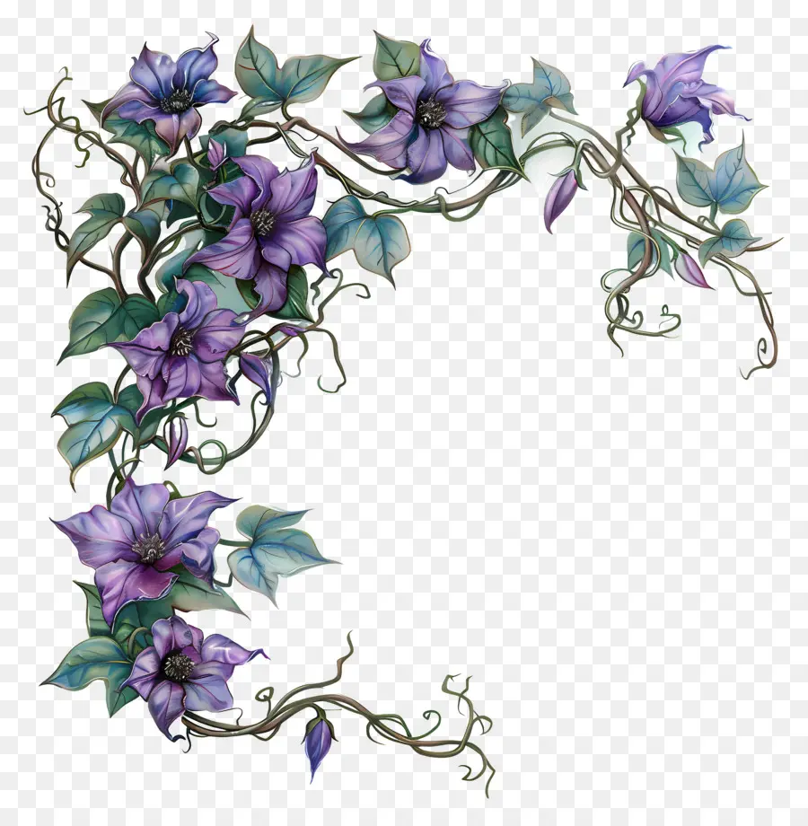 Púrpura De La Flor De La Vid，Floral Corona PNG