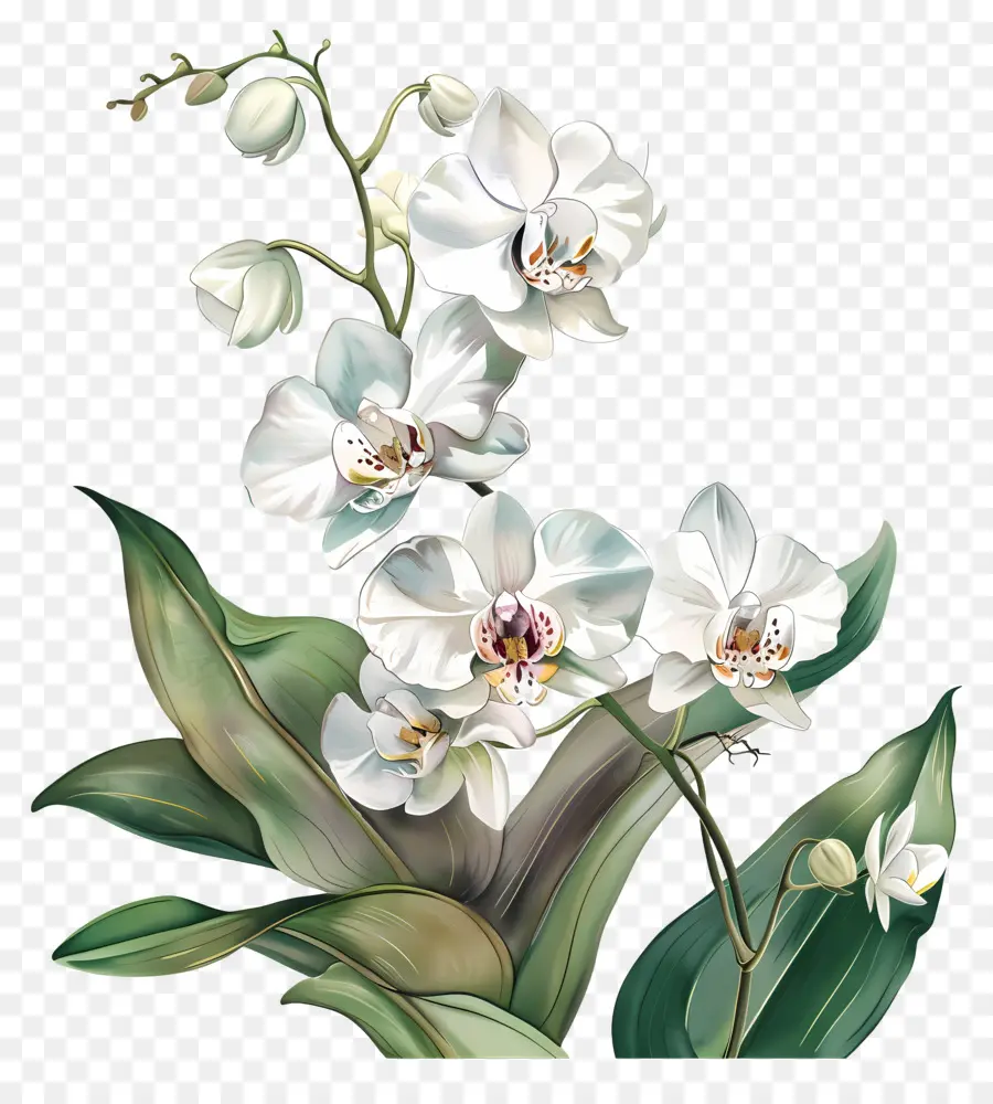 Orquídeas Blancas，Pintura PNG