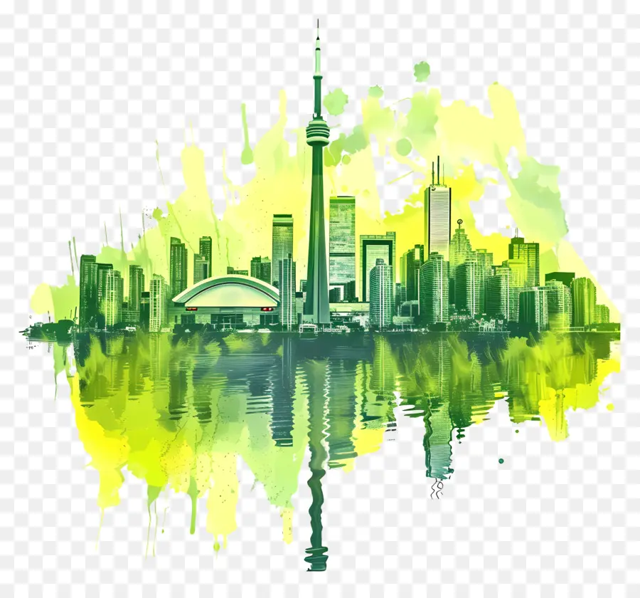 Horizonte De La Ciudad De Toronto，Pintura A La Acuarela PNG