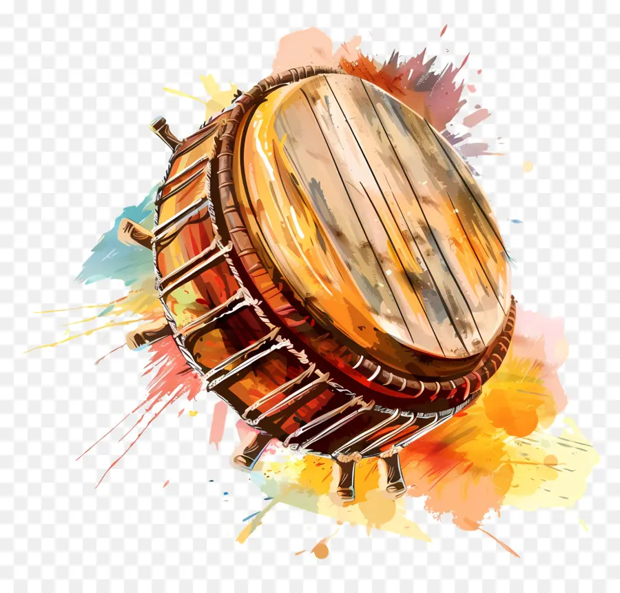 Dhol Lohri，Tambor Colorido PNG