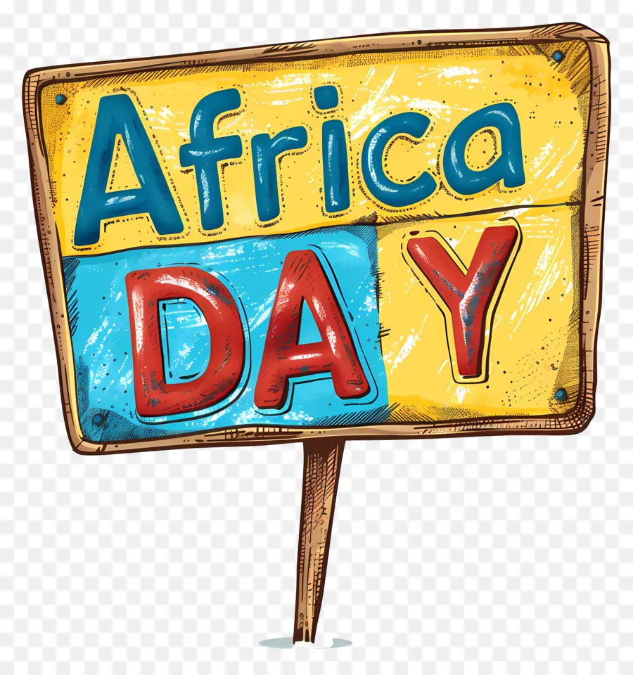 El Día De áfrica，Wooden Sign PNG