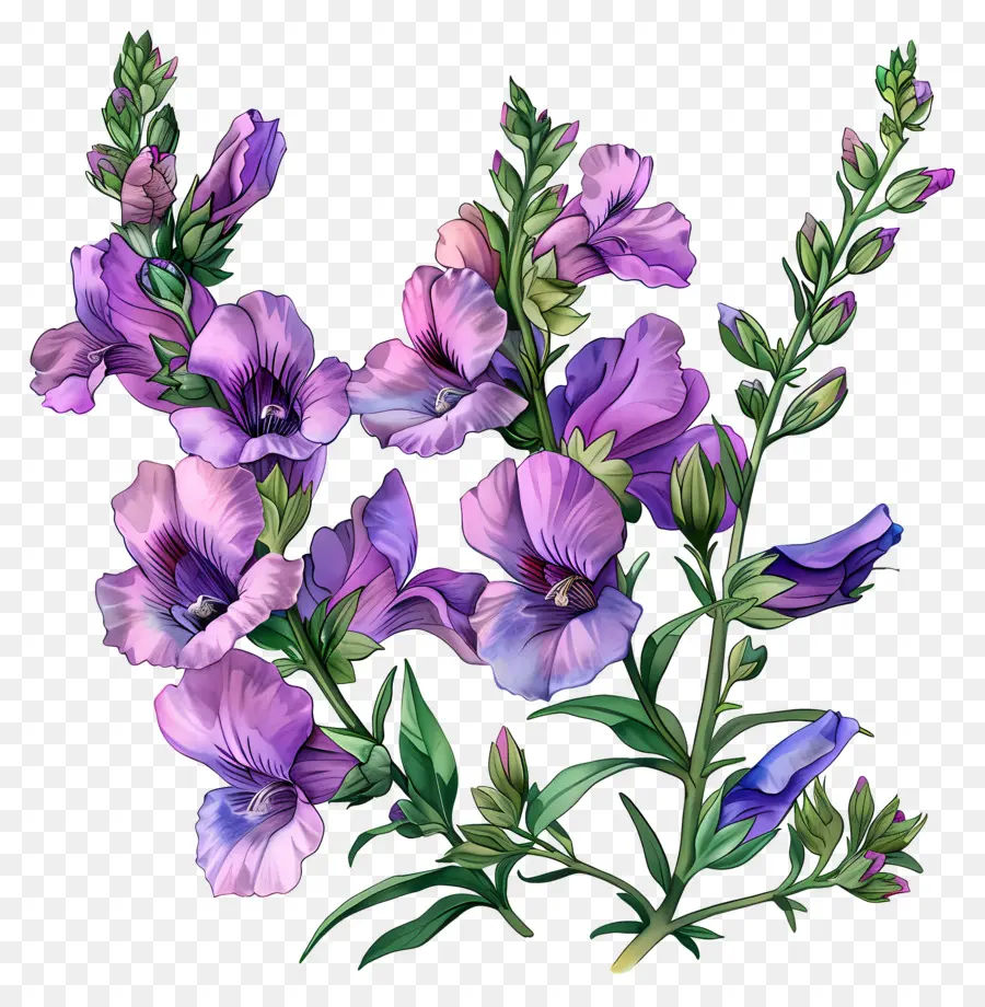 Flores Purple Snapdragons，Flores De Color Púrpura PNG