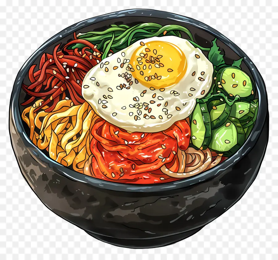 Corea Bibimbap，Fideos De Arroz PNG