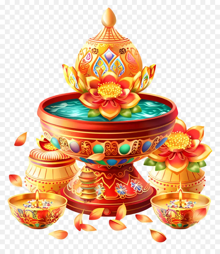 Dhanteras Kalash，Fuente Decorativa PNG