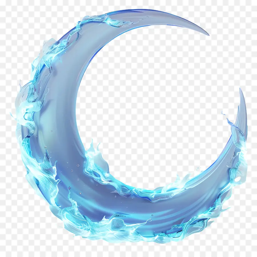 Luna Creciente，Azul PNG