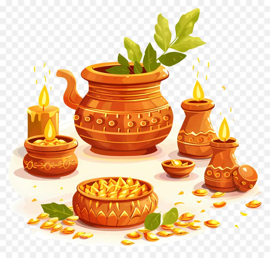 Dhanteras Kalash，Olla De Barro PNG