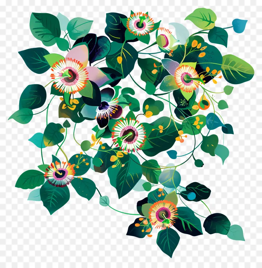 Vine De Flores De Pasión，Bosque PNG