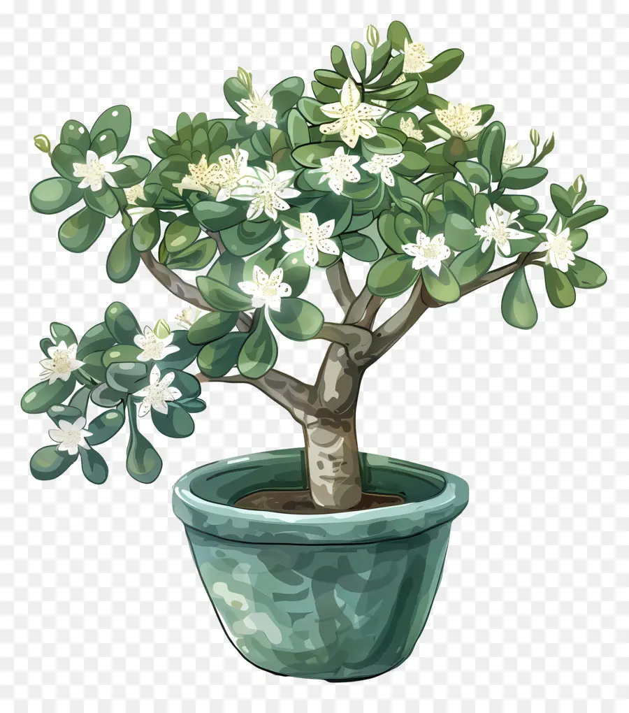 Flor De Jade En Maceta，árbol De Los Bonsais PNG