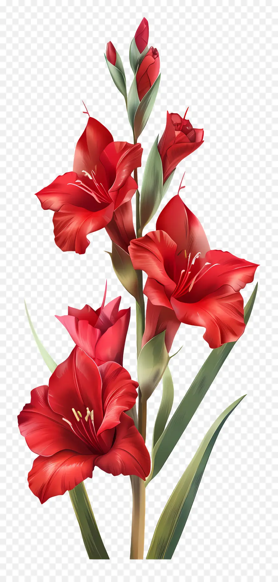Gladiolos Rojos，Las Flores De Color Rojo PNG