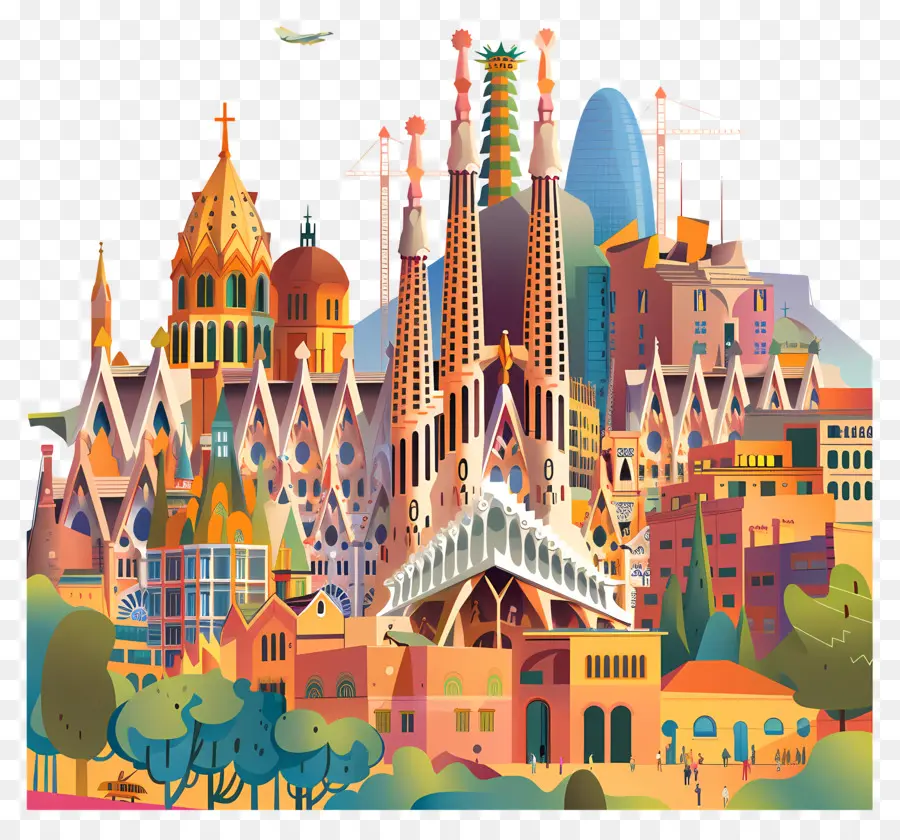 Horizonte De La Ciudad De Barcelona，La Sagrada Familia PNG