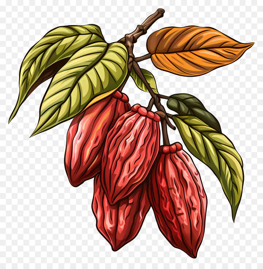 Rama De árbol De Cacao，Vainas De Cacao PNG