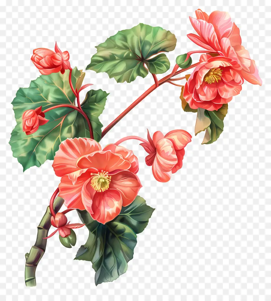 Flor De Begonia，Flores De Color Rosa PNG