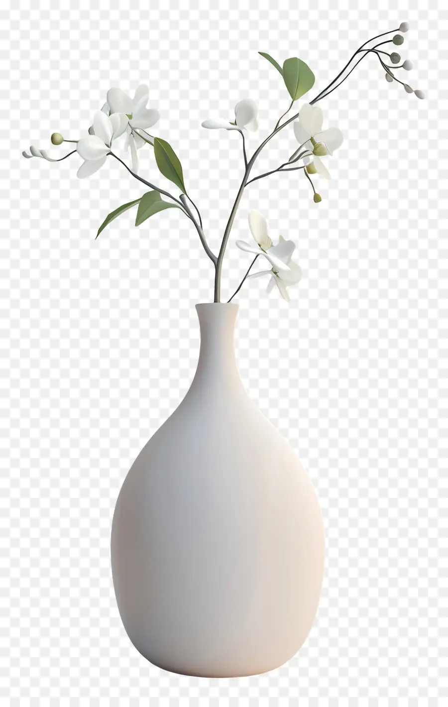 Jarrón De Cerámica，Flores Blancas PNG