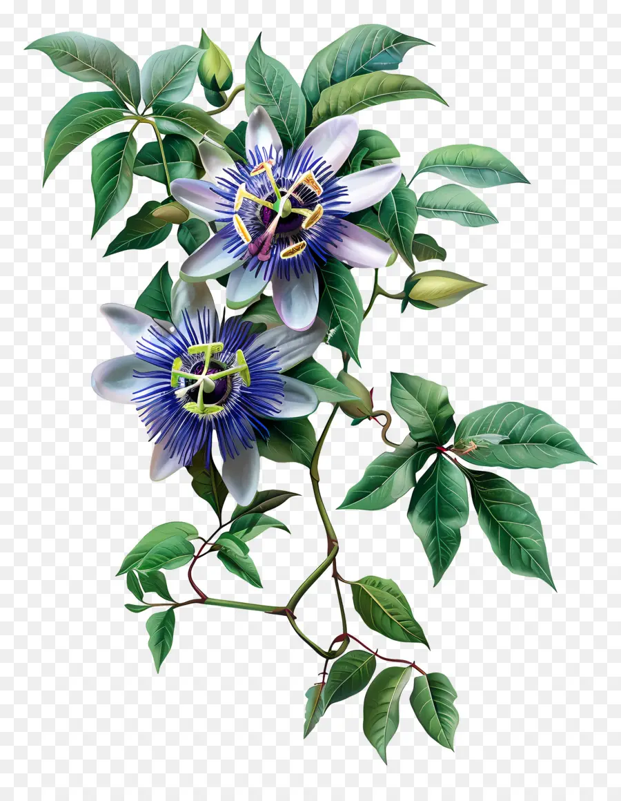 Vine De Flores De Pasión，Flor De Pasión Azul PNG