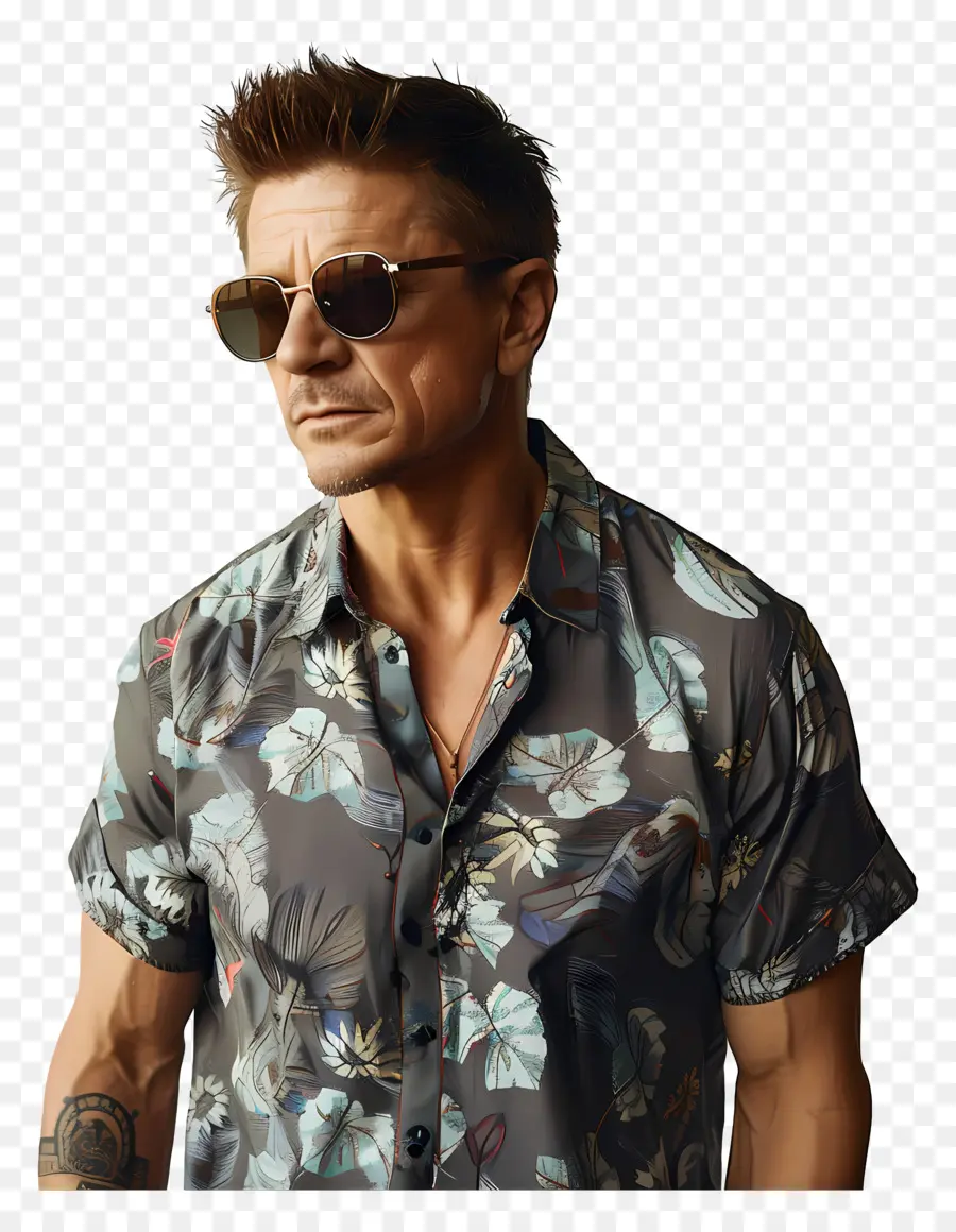 Jeremy Renner，Camisa Hawaiana PNG