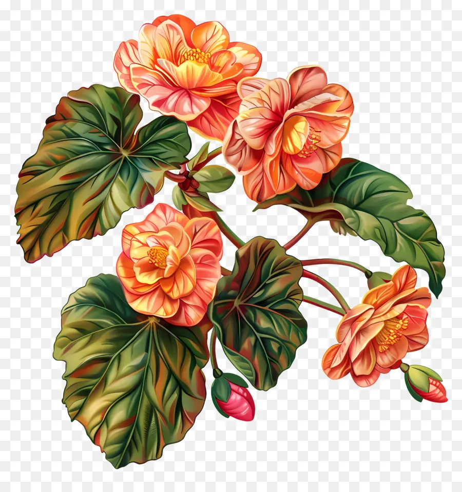 Flor De Begonia，Planta Naranja PNG