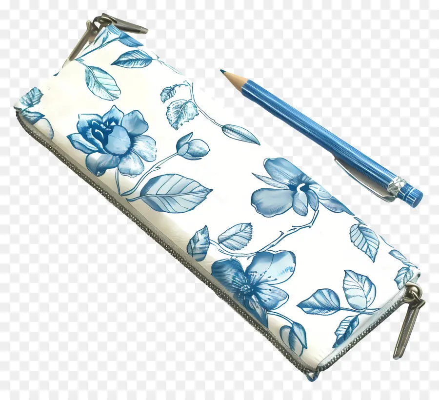 Bolsa De Lapices，Azul Floral Diseño PNG