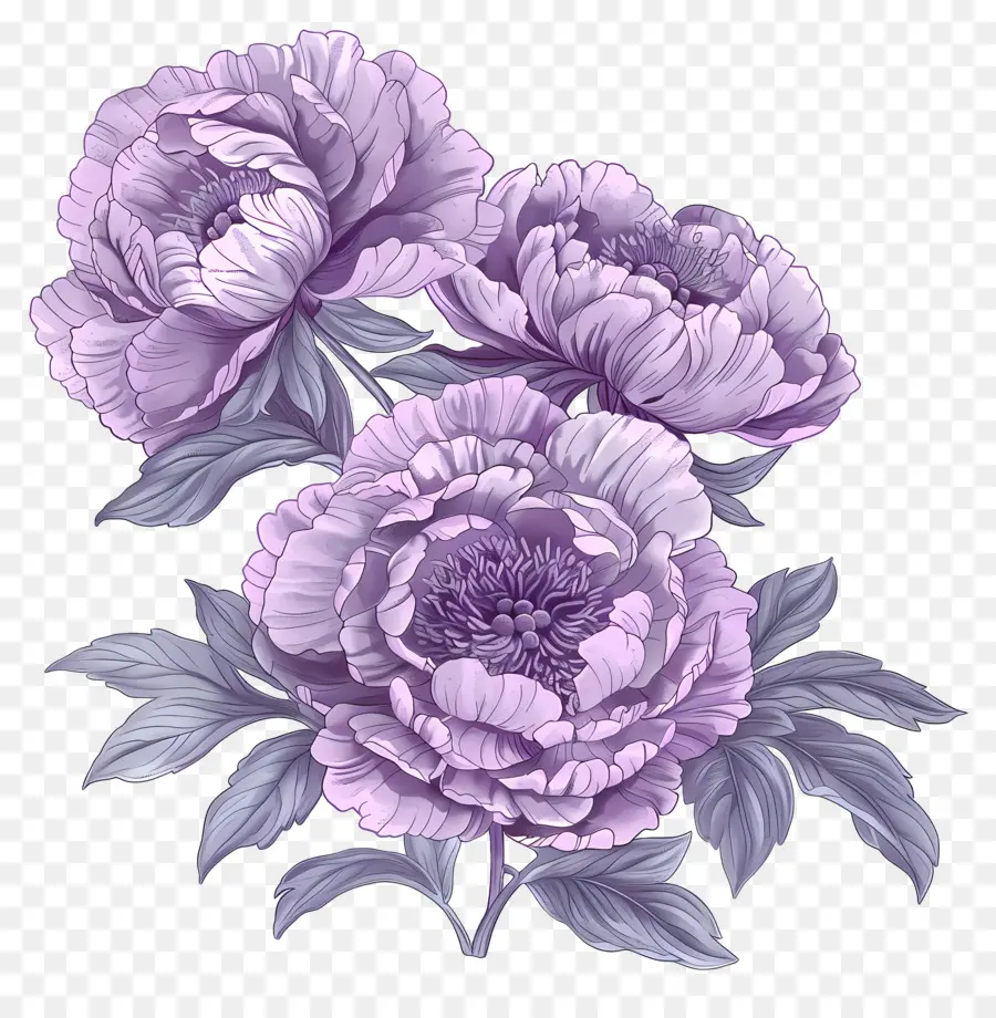 Peonies Purple，Flores De Peonía Lila PNG