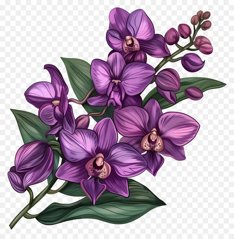 Orquídeas Moradas，Hojas PNG