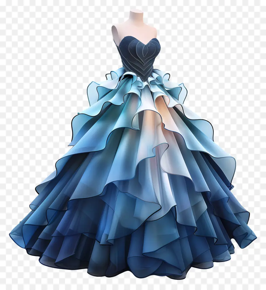 Vestido De Bola，Vestido Azul Y Blanco PNG