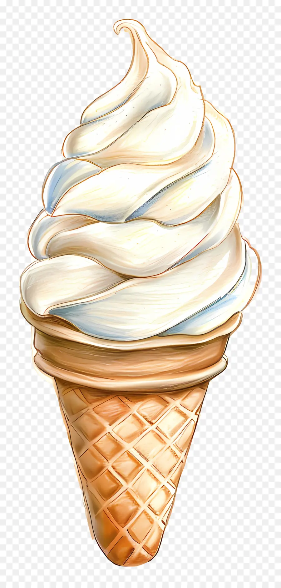 Helado De Vainilla，Cono De Waffle PNG