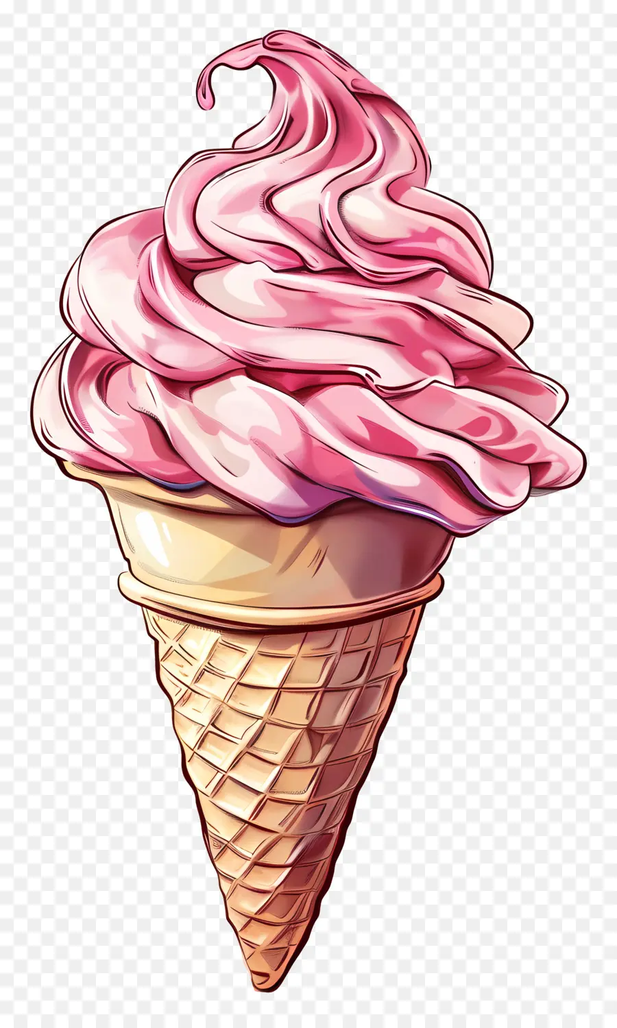 Cono De Helado，Rosa Helado PNG