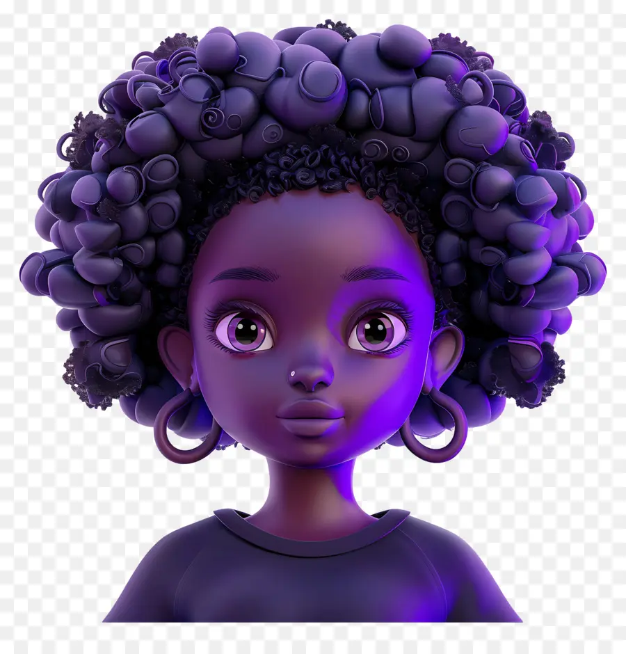 Chica Negra Afro，Chica 3d PNG