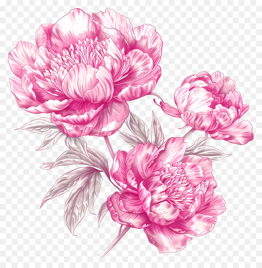 Peonies Pink，Ramo PNG