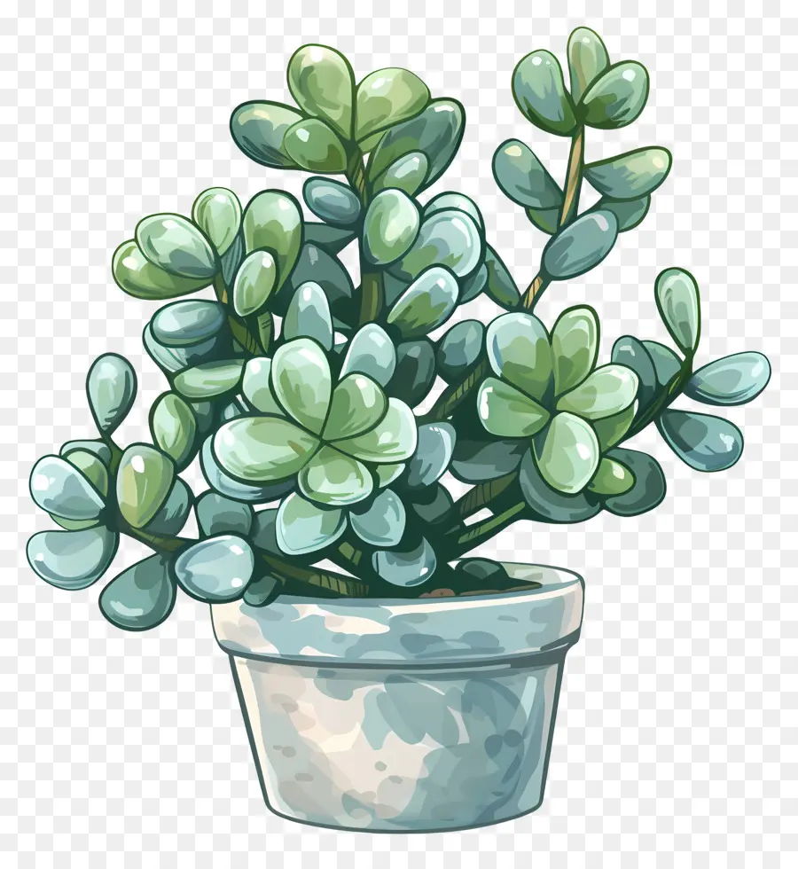 Jade De Crassula，Pintura A La Acuarela PNG