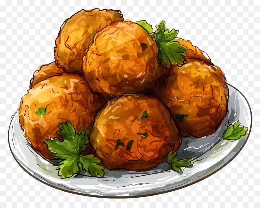 Batata Vada，Fried Potatoes PNG