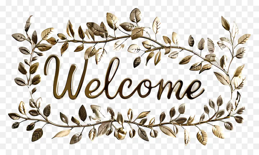 Bienvenido，Gold Foiled Welcome Sign PNG