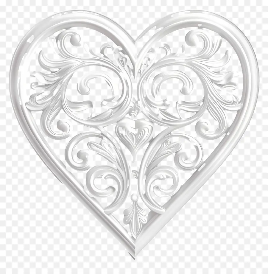 White Heart，Heartshaped Decoración PNG