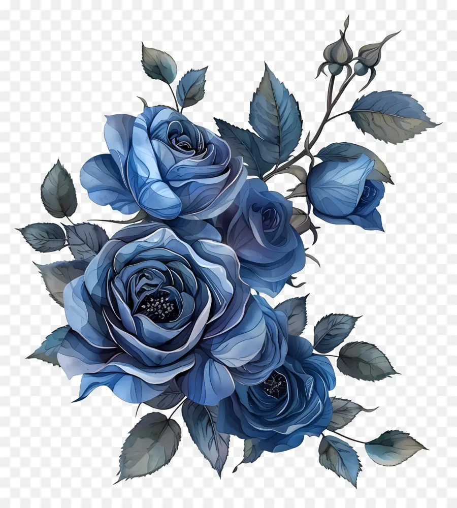 Rosas Azules，Rosas Negras PNG