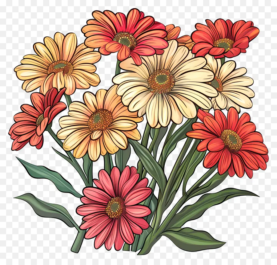 Gerbera Dcs，Margaritas Naranjas PNG