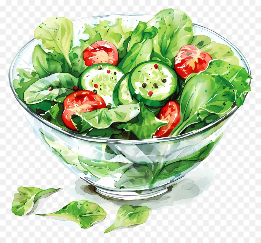 Ensalada Verde，Pintura A La Acuarela PNG