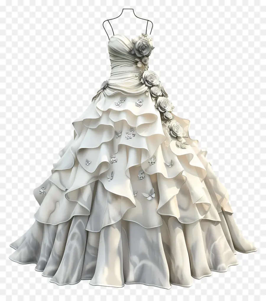 Vestido De Novia，Blanco Y Plateado PNG