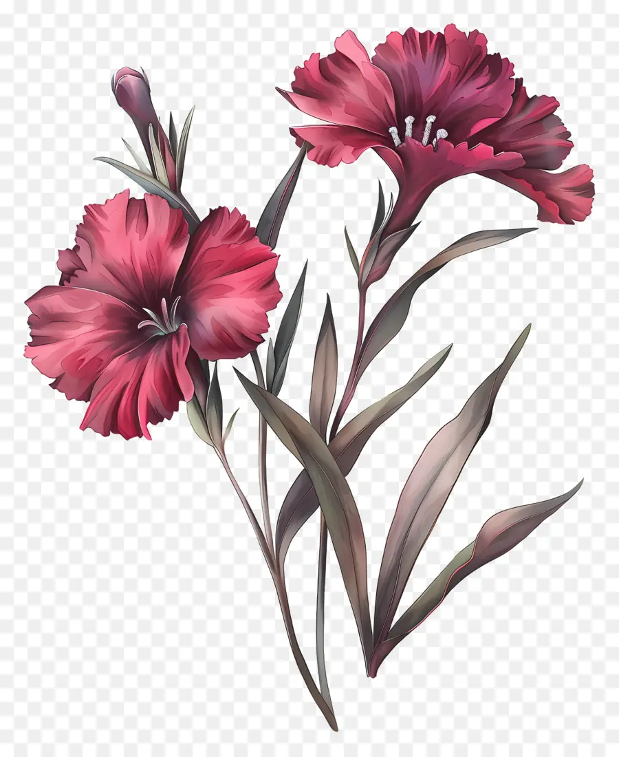 Dianthus Flor，Pintura A La Acuarela PNG