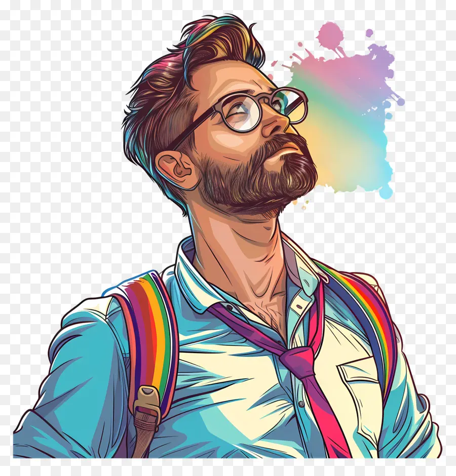 Día Del Orgullo Friki，Hombre Con Gafas PNG