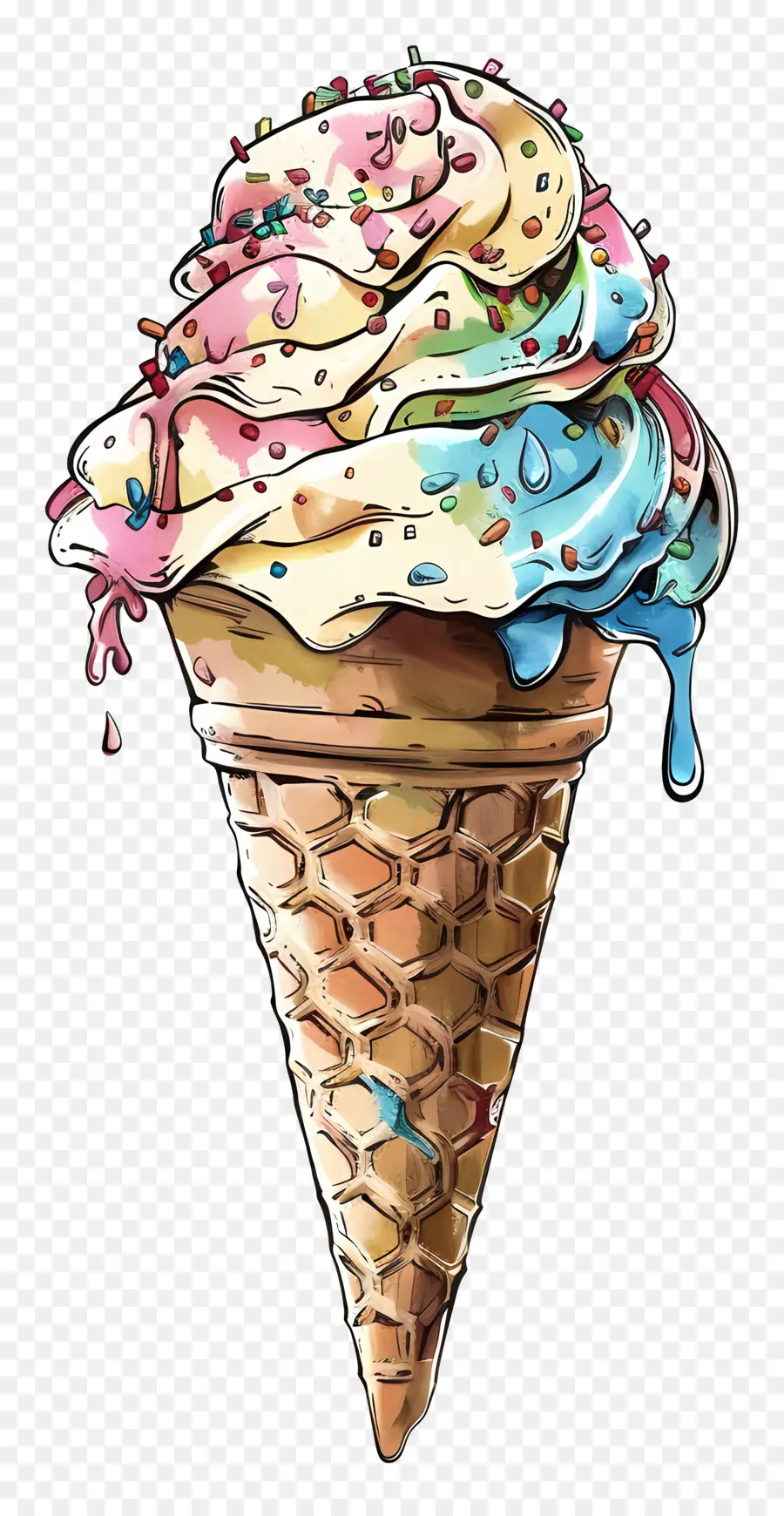 Cono De Helado，Cono De Helado Colorido PNG