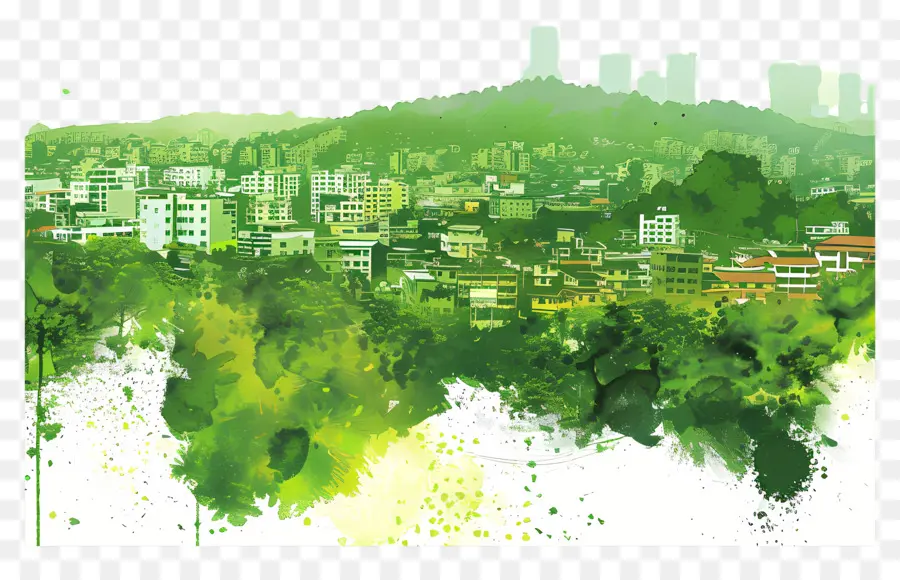 Horizonte De La Ciudad De Guwahati，Paisaje Urbano Verde PNG