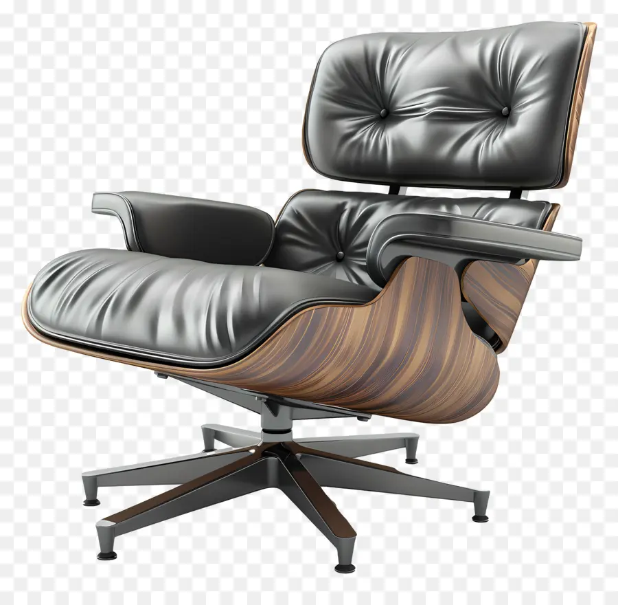 Eames，Silla Reclinable De Cuero PNG