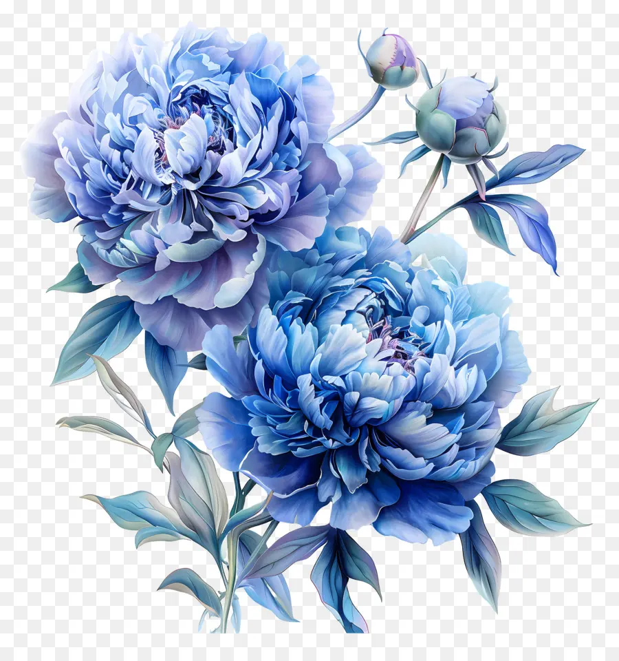 Peonies Blue，Estambre Morado PNG