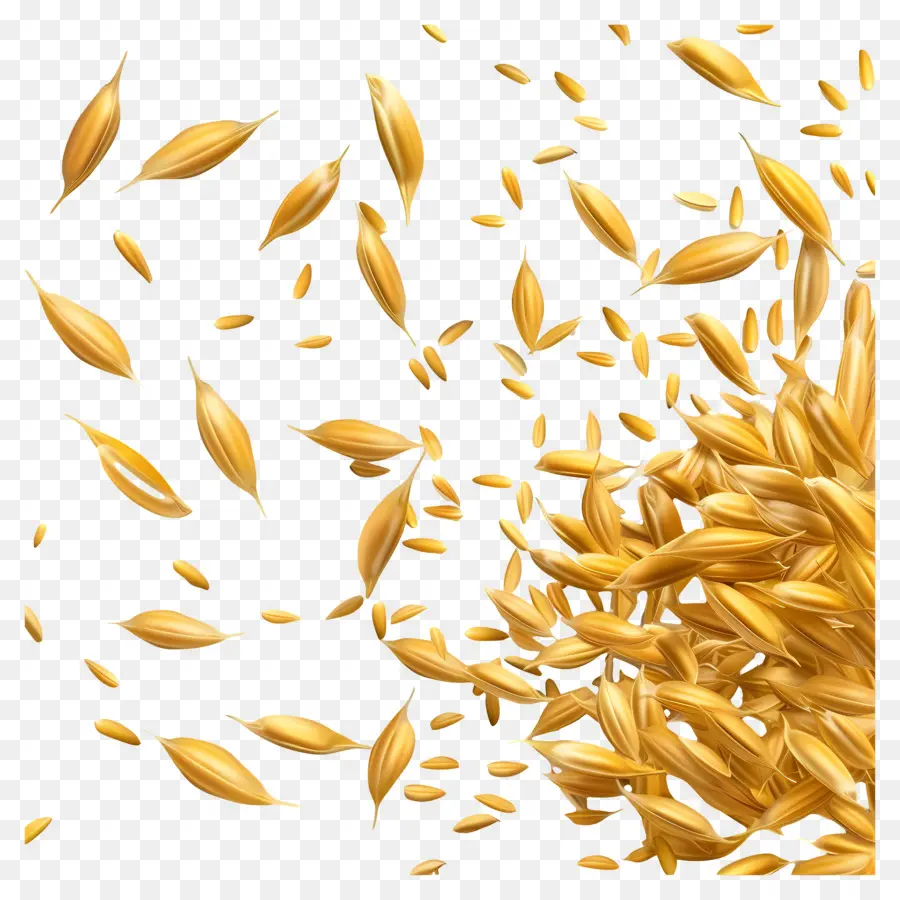 Granos De Arroz，Hojas Doradas PNG