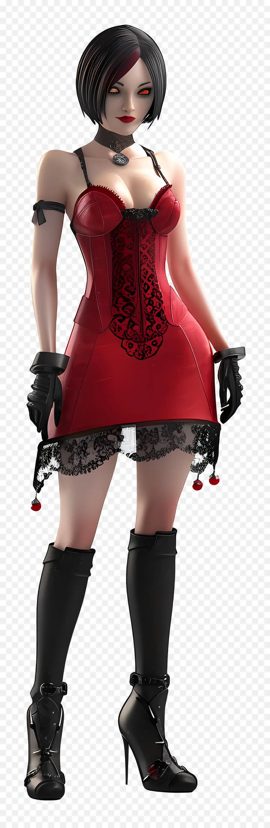 Figura De Ada Wong，Vestido De Corsé Rojo PNG